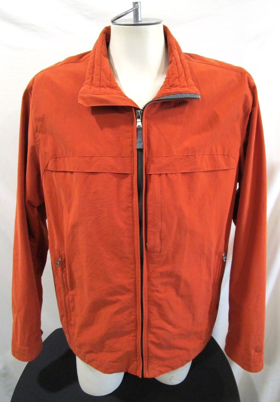 Andrew Marc New York Orange Nylon Blend Zip Windbreaker Jacket Men L